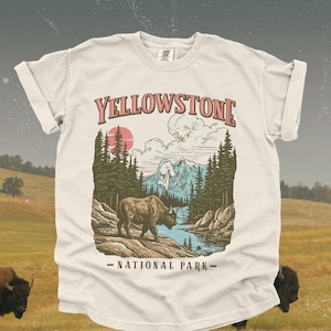 Vintage Yellowstone National Park TShirt | Retro US Parks Tee Shirt, Trendy Granola Girl, Oversized Top, Gorpcore Boho Forestcore Clothing