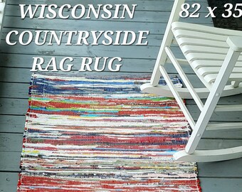 Handwoven Rug --- Wisconsin Countryside Farmhouse -- 82 x 35