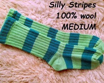 Silly Stripes socks --- wool socks ---  MEDIUM