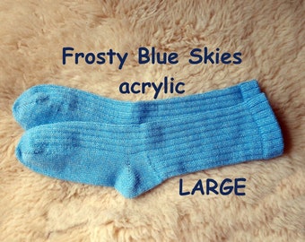 Frosty Blue Skies - made with washable acrylic yarn --- LARGE