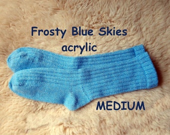 Frosty Blue Skies - made with washable acrylic yarn --- MEDIUM