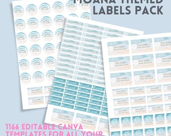 Editable Tropical School Labels, Island Theme Canva Template (Digital Download)