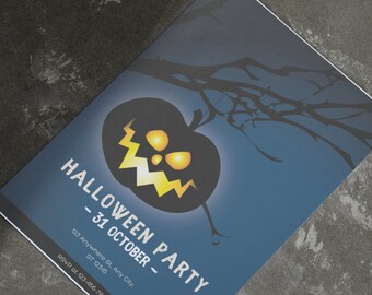 Pumpkin Halloween Party Invitation, Kids Halloween Invite, Editable Canva Template, Printable Digital Download