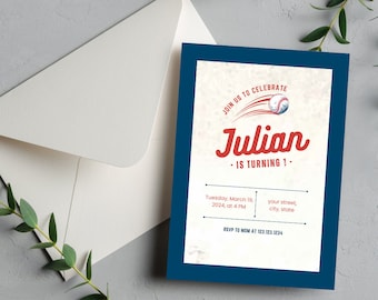 Editable Baseball Birthday Invitation Template, Kids Party Invite (Digital Download)