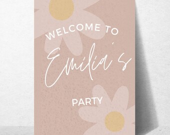 Daisy Party Kit: Editable Invitation, Banner, Tags (Canva Templates)