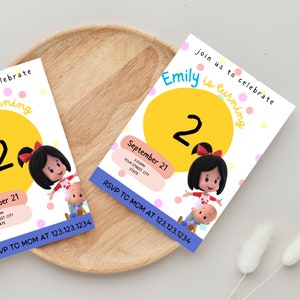 Cleo & Cuquin Birthday Invitation - Editable 8.5x5 Canva Template