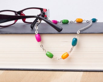 Bright glasses chain - Colourful wooden bead eyeglasses chain | Sunglasses holder lanyard necklace strap