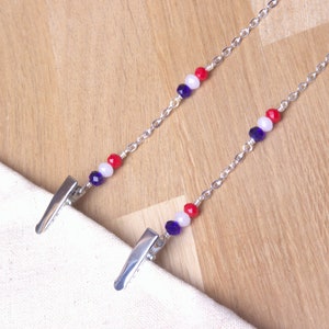 Napkin Clip chain red, white and blue silver chain napkin cord serviette holder napkin clips neck chain image 1