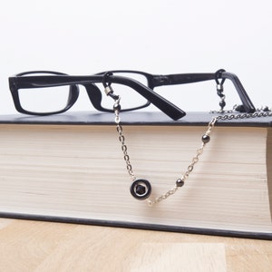 Hematite glasses chain grey ring and bead eyeglasses chain Eyewear neckchain Reader gift lanyard Sunglasses strap image 5