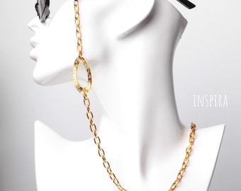 Gold oval link glasses chain | Lightweight chunky sunglasses neck chain holder