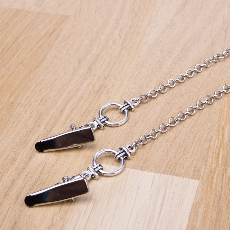 Mens Napkin Clip Chain Silver Chain With Rings Napkin Cord Mask Holder Chain Strap Napkin Clips
