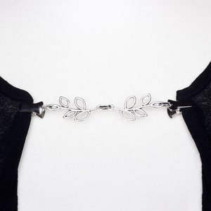 Cardigan clip - Double Silver branch and leaf sweater clasp | Shawl chain | Pashmina pin | Sweater fastening | Wrap holder | Cardigan guard