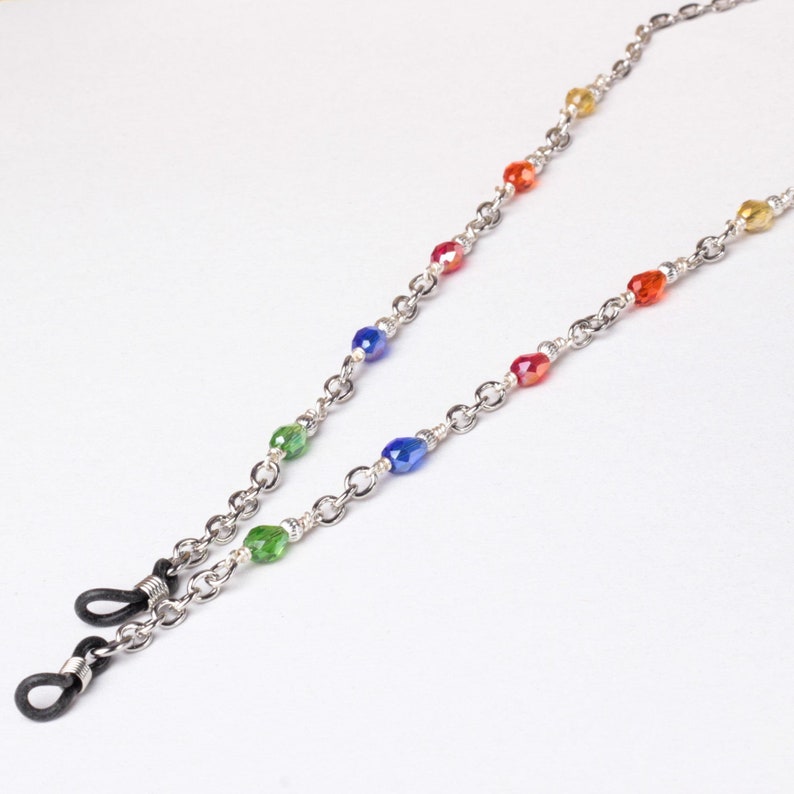 Colourful glasses chain rainbow drops glasses strap chain eyewear neck cord spectacle holder image 3