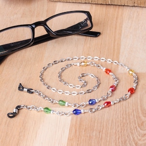 Colourful glasses chain rainbow drops glasses strap chain eyewear neck cord spectacle holder image 1