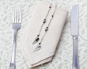 Elegant gemstone napkin chain clips - Jasper silver serviette holder | napkin neck cord | Foodie gifts | Adult bib clips | Mask holder