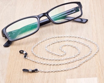 Plain glasses chain - Simple silver eyeglasses chain | Everyday eyewear neck cord | Readers gift | Sunglasses lanyard | Eyeglasses holder