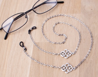 Silver eyeglasses chain - elegant knot link glasses chain | Everyday eyewear neck cord | Readers gift | Sunglasses chain | Eyeglasses holder