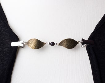 Fermoirs/Clips Anciens En Bronze Pour Cardigan Ou Châle - Forme Plume - Neuf