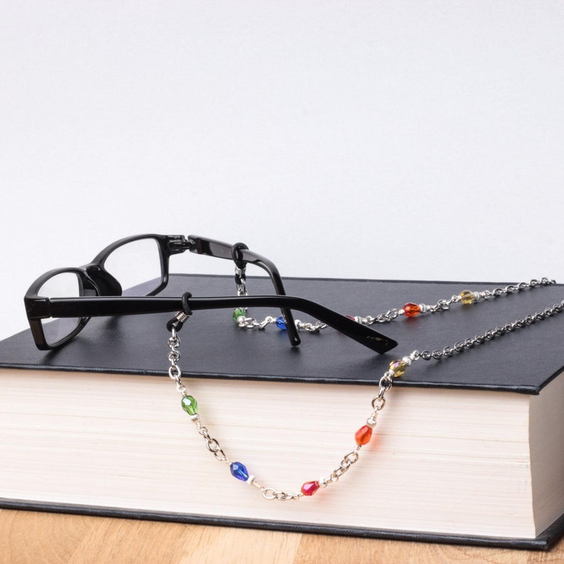 Colourful glasses chain rainbow drops glasses strap chain eyewear neck cord spectacle holder image 5