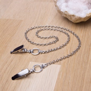-Herren-Serviettenclip-Kette - Silberkette mit Ringen Serviettenkordel | Maskenhalter Kettenband | Serviettenclips Halskette | Feinschmecker Geschenk für Papa