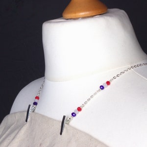 Napkin Clip chain red, white and blue silver chain napkin cord serviette holder napkin clips neck chain image 5