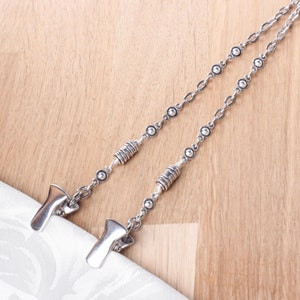 Napkin clip chain Unisex silver serviette clip napkin chain Napkin holder cord Adult bib clip Foodie gift Fine dining image 1