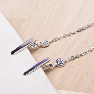 Serviettenclips - Tibetische Spiral Oval Glieder Serviettenkette | Serviettenhalter Schnur | Serviette Halskette | Schlichter Erwachsener Latz-Clip | Maskenhalter Kette