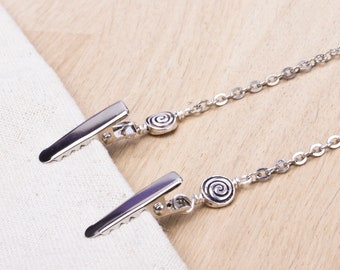 Tibetan Silver Spiral Napkin Clips: Oval Link Chain Serviette Holder