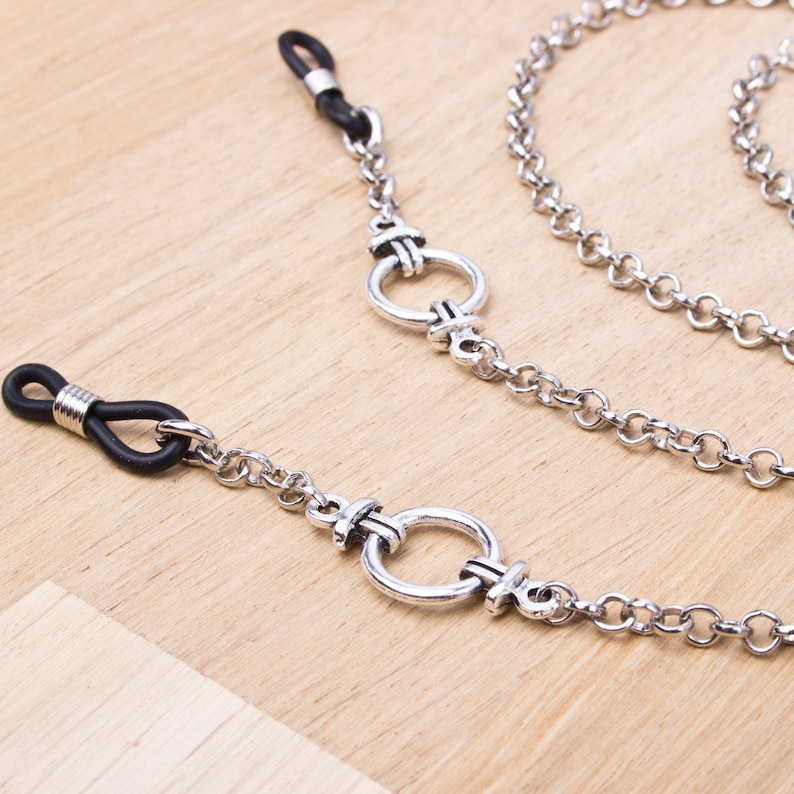 Mens Silver Eyeglass Chain Belcher Chain & Ring Glasses Lanyard ...