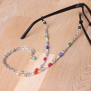 Colourful glasses chain rainbow drops glasses strap chain eyewear neck cord spectacle holder image 7