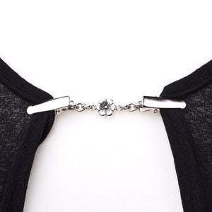 Flower Cardigan clip chain Silver flower sweater clip Shawl chain Pashmina pin Sweater fastening Wrap holder Cardigan guard image 1