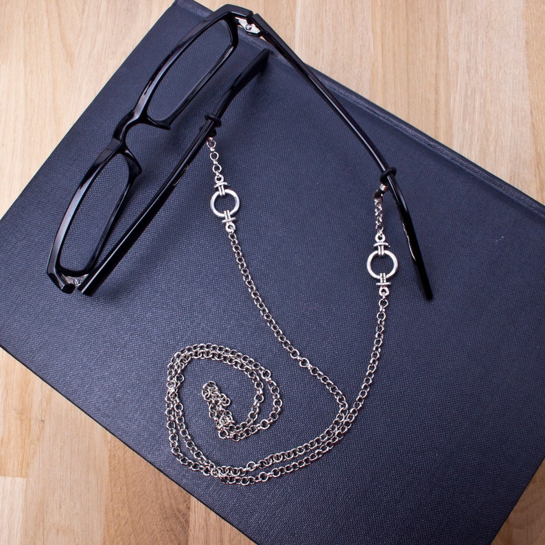 Mens Silver Eyeglass Chain Belcher Chain & Ring Glasses Etsy