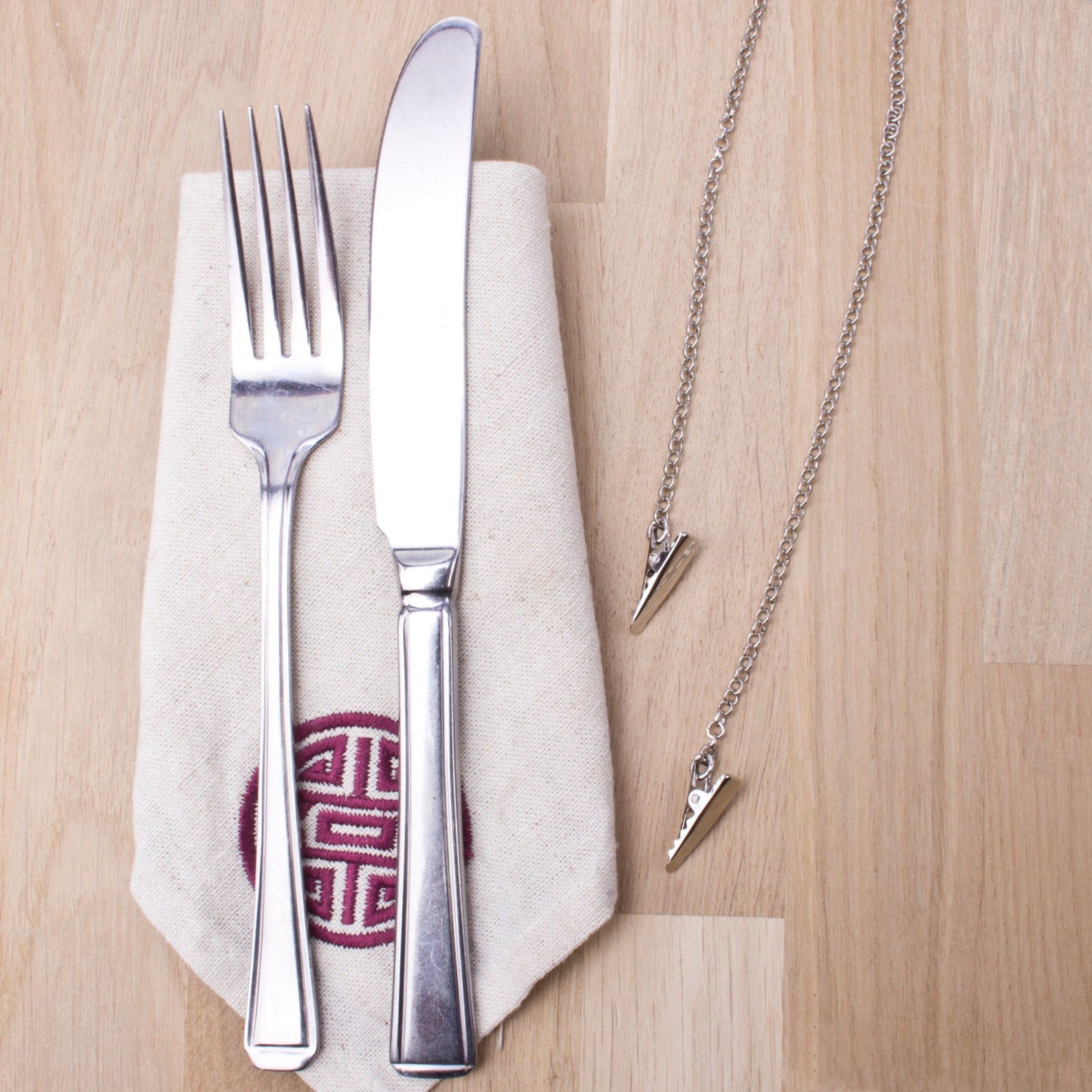 Plain Napkin Clip Chain Silver Chain Napkin Cord Mask Holder Chain