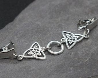 Fermaglio per cardigan con nodo celtico in argento: clip per maglione Triquetra