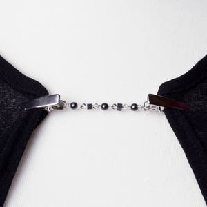 Cardigan clips Hematite bead sweater clip Beaded Shawl chain Pashmina pin Sweater guard Wrap holder Cardigan fastener image 1
