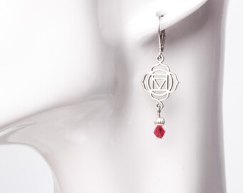 1st Chakra Earrings - Muladhara symbol root chakra earrings | Boho spiritual jewellery | Yoga gift