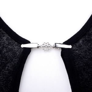 Sweater clips Silver elegant link cardigan clip Shawl chain Pashmina pin Sweater fastening Wrap holder Cardigan guard image 1