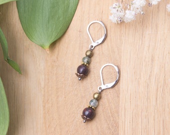 Small gemstone dangle earrings | Jasper jewellery | Boho bead dangle earrings | Stainless steel lever back ear fittings