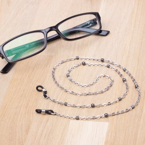 Eyeglasses lanyard - hematite cube small bead glasses chain | Eyewear neck cord | Reader gift | Sunglasses chain | Everyday eyeglass holder
