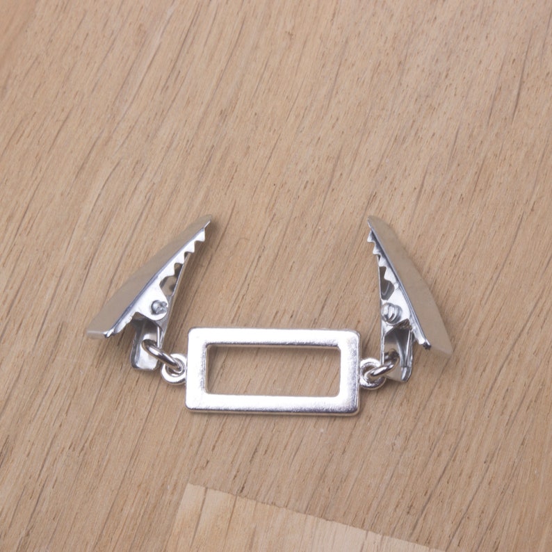 Cardigan clasp clips Silver rectangle sweater clip Shawl chain Pashmina pin Sweater fastening Wrap holder Cardigan guard image 5