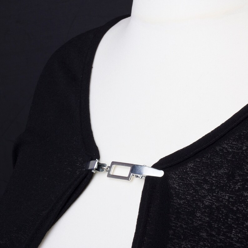 Cardigan clasp clips Silver rectangle sweater clip Shawl chain Pashmina pin Sweater fastening Wrap holder Cardigan guard image 6