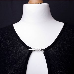 Sweater clips Silver elegant link cardigan clip Shawl chain Pashmina pin Sweater fastening Wrap holder Cardigan guard image 4