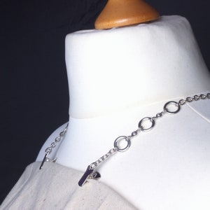 Napkin Clip chain Unisex silver chain with rings napkin cord Chunky chain lanyard napkin clips neck chain Foodie gift for Dad image 1