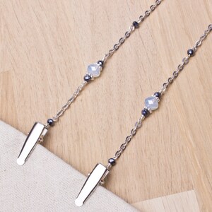 Eleganter Serviettenhalter aus Opalit und Silber Serviettenhalter | Serviettenhalskordel | Feinschmecker Geschenke | Erwachsene Lätzchen-Clips | Maskenhalter