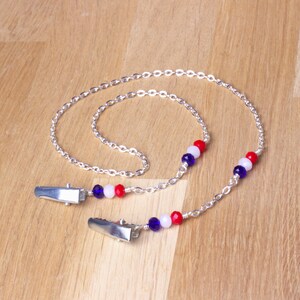 Napkin Clip chain red, white and blue silver chain napkin cord serviette holder napkin clips neck chain image 4