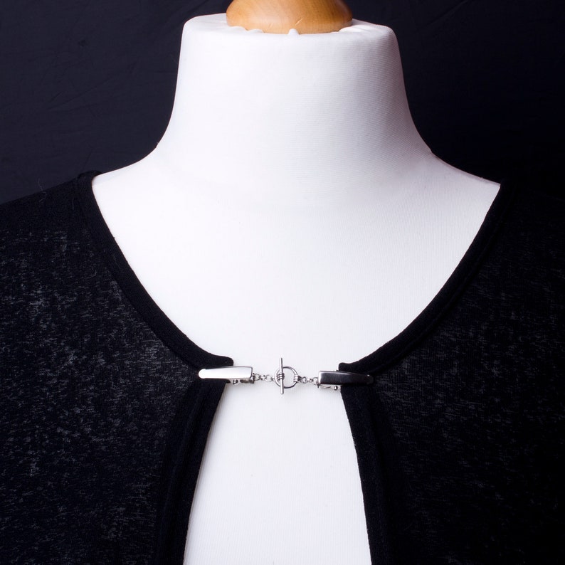 Cardigan Clips Silver Toggle Link Chain Sweater Clip Shawl Etsy