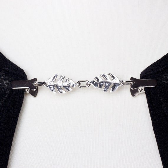 Monstera Leaf Cardigan Clips: Silver Palm leaf tropical Sweater Chain