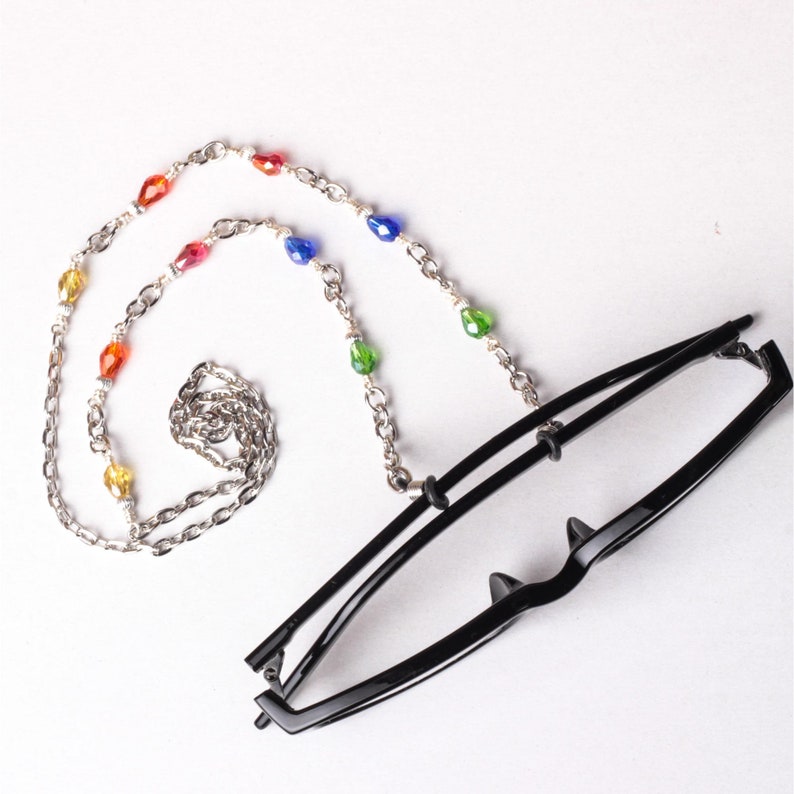 Colourful glasses chain rainbow drops glasses strap chain eyewear neck cord spectacle holder image 6