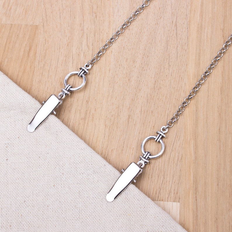 Mens Napkin Clip Chain Silver Chain With Rings Napkin Cord Mask Holder