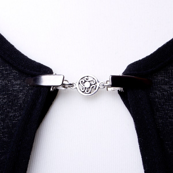 Sweater clips - Silver celtic circle chain cardigan clip | Shawl chain | Pashmina pin | Sweater fastening | Wrap holder | Cardigan guard